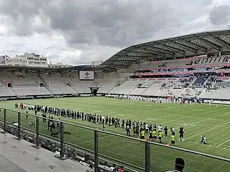En configuration football américain entre les Mousquetaires de Paris et les Hambourg Sea Devils.