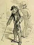 Un mégotier, ramasseur de mégots et de bouts de cigares, à Paris (seconde moitié du XIXe&nbsp;siècle).
