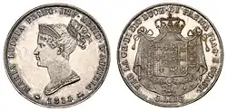Pièce en argent de 5 lires de Parme, frappée à Milan en 1815, recto/verso.