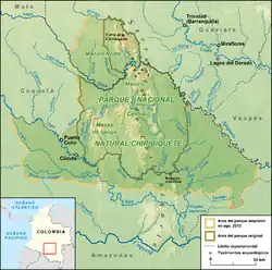 Carte du Parc national naturel de Chiribiquete