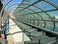 Passerelle piétonne du pont pendant la phase de chantier.