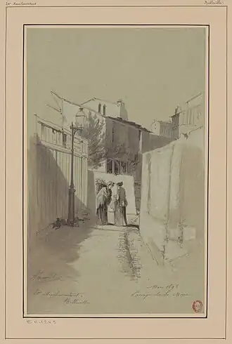 Le passage de la Mare en 1896 (dessin de Jules-Adolphe Chauvet).