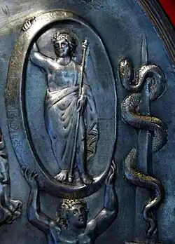 Aiôn au milieu d'un cercle et le serpent.