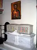 Coffrets de reliques des saints Jean Chrysostome et Grégoire de Nazianze.