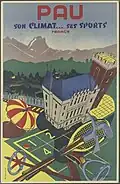 Affiche en couleur avec l'inscription « PAU SON CLIMAT… SES SPORTS ».