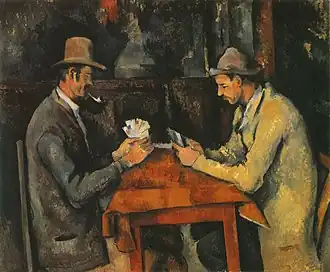 Les Joueurs de cartes, (1890-1895), 60&nbsp;×&nbsp;73&nbsp;cm. Institut Courtauld, Londres.