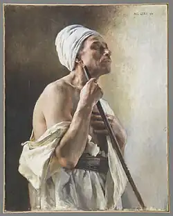 Paul Leroy, Le Mendiant aveugle de l'oasis d'El Bordj, 1890, huile sur toile, 92 x 73 cm. Nemours, Château-Musée, 1901.21.1