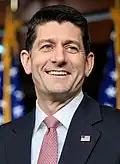 Paul Ryan, candidat du Parti républicain à la vice-présidence en 2012, représentant du Wisconsin depuis 1999 et président de la Chambre des représentants des États-Unis depuis 2015.