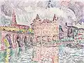Vue de Montauban sous la pluie, aquarelle (vers 1922), musée Albertina, Vienne.