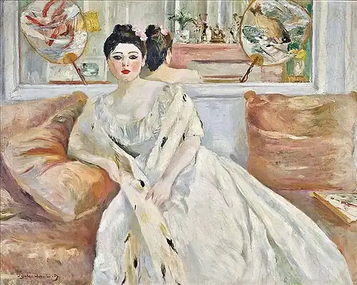 La femme à la robe blanche, effet de miroir, Collection privée.