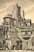 Pavillon Anne de Bretagne à Blois, dessin à la plume, 1890.