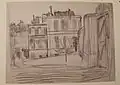 Le pavillon de la rue du Delta, côté jardin, crayon
