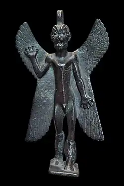 Statuette de Pazuzu, époque néo-assyrienne (VIIIe – VIIe siècles av. J.-C.). Musée du Louvre.