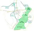 Peissant - Carte des cours d'eau et forêts majeurs.