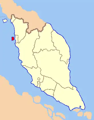Localisation de l'île en rouge.