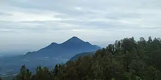 Vue du mont Penanggungan depuis le volcan Arjuno-Welirang au nord.
