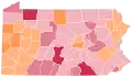 Vainqueur républicain par comté : Wagner en rouge et Mango en orange.