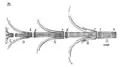 Figure 2 - Les cinq pièces principales de la penture inférieure de la porte Sainte-Anne.