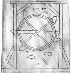 Volants d'inertie visibles sur un dessin de Villard de Honnecourt (XIIIe siècle)