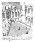 Perron de la Sainte-Chapelle à Paris, dessin d'Eugène Viollet-le-Duc.