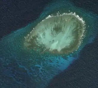 Image satellite du récif Petley prise par la NASA.