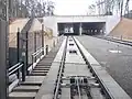 Point d'évitement, situé en souterrain, vu depuis une cabine.