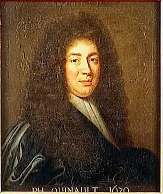 Portrait légendé et daté d'un homme en perruque.