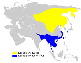 Description de l'image Phylloscopus fuscatus distribution map.png.
