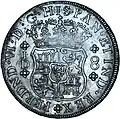 Pièce de 8 réaux 1754 Lima Droit (H40mm) du Jeanne-Elisabeth