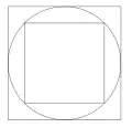 Cercle et ses carrés inscrit et circonscrit.