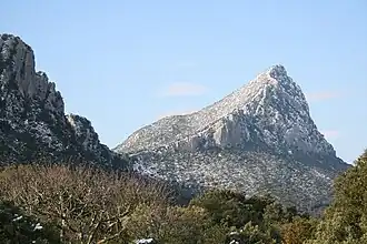Le pic Saint-Loup en hiver.