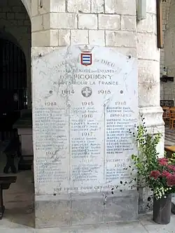 Plaque en l'honneur des soldats Morts pour la France.