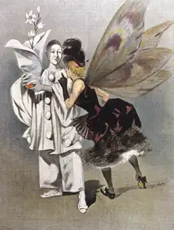 Pierrot et la fée marraine de Colombine, dessin, 1888.
