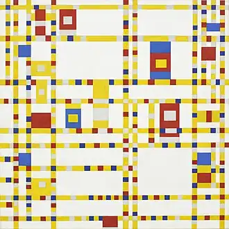 Broadway Boogie-Woogie, 1942-43, huile sur toile, 127,5 × 127,5 cm, Museum of Modern Art.