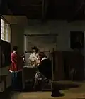 Pieter de Hooch, La Visite, vers 1657, 68&nbsp;×&nbsp;58&nbsp;cm, Metropolitan Museum of Art