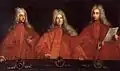 Melchiorre Gabriel (à droite) et deux autres Avogadori, Orazio Bembo et Orazio Angarano, vers 1715. Œuvre de Pietro Uberti, Palais des Doges.