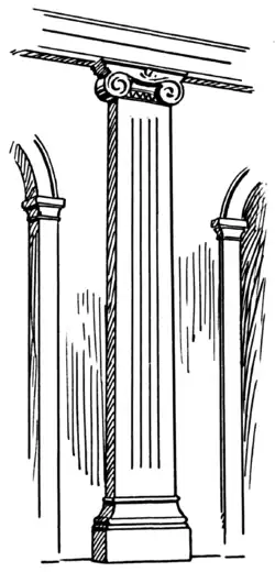 Le pilastre est plat, avec une section rectangulaire.