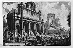 Dessin représentant Il Fontanone après la modification de Carlo Fontana,Piranèse, 1774.