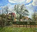 Poiriers et fleurs à Eragny de Camille Pissarro..