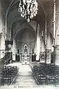 Plélan ː vue intérieure de l'église paroissiale au début du XXe&nbsp;siècle.