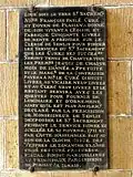Plaque de fondation de messes.