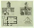 Plan, coupe et extérieur de l'église de Béthanie