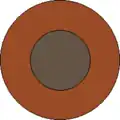 Planète de silicates. Gris : noyau métallique. Marron : manteau de silicates.