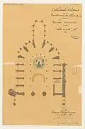 Nivellement du chœur. Tombes découvertes. Plan par D. Darcy (1895).