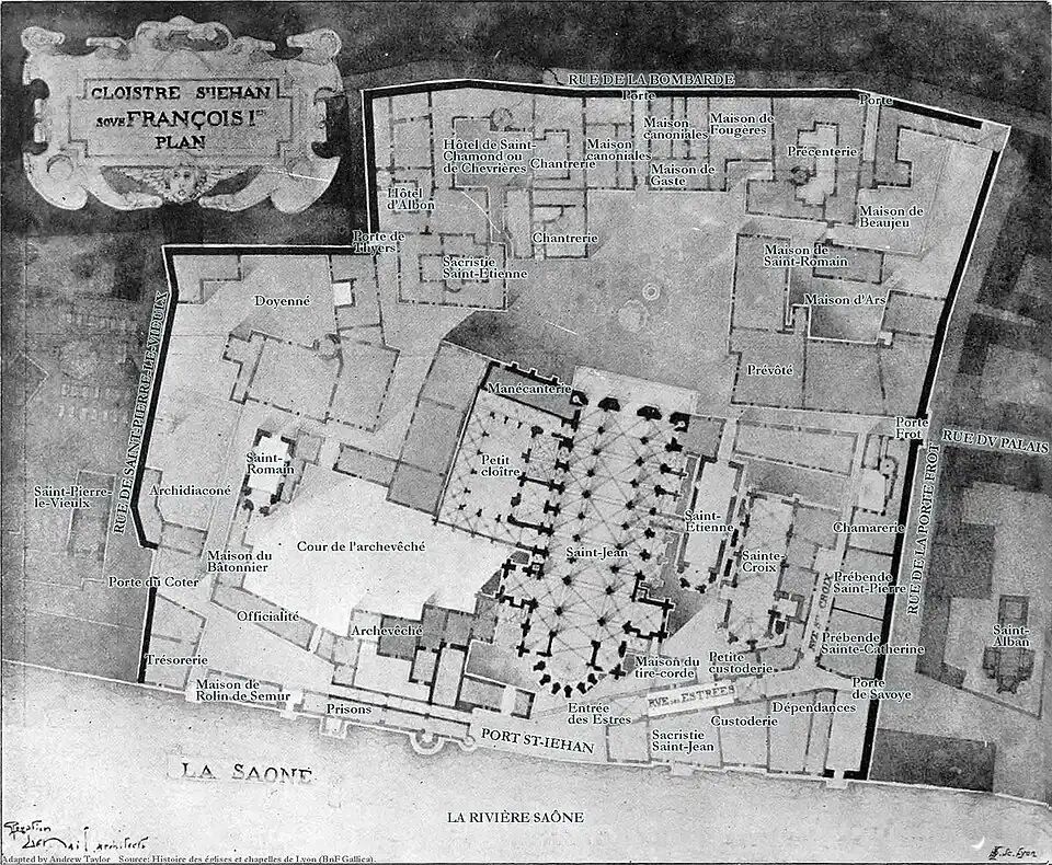 Plan de quartier Saint-Jean au 16e siècle (Rogatien&nbsp;Lenail,&nbsp;1908)