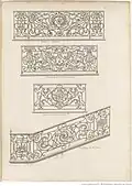 Planche 16 du Recueil, Description détaillée des grilles de balcon de l'appartement du roy à Commercy et du second étage de l'Hotel de Ville