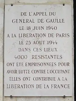 Plaque commémorative à l'emplacement de la Roquette.