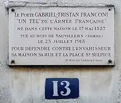 Plaque au no&nbsp;13.