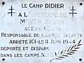 Hommage à Joseph Mouth à Sathonay-Camp.