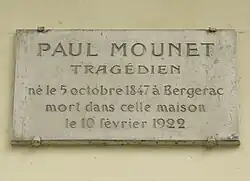 Paul Mounet mourut au no 63 en 1922.